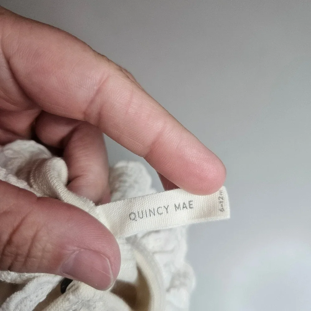 Quincy Mae Baby Organic Cotton Waffle Knit Ruffle Collar Bodysuit‎ Set 6-12M 2pk
